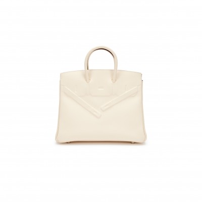 HERMÈS MASTER BIRKIN 25 SHADOW SWIFT LEATHER PHANTOM WHITE BAG H082629CK72 (25*20*13cm)